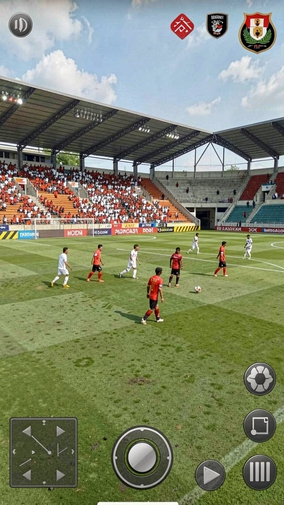Tangkapan layar level yang penuh warna dan rintangan.