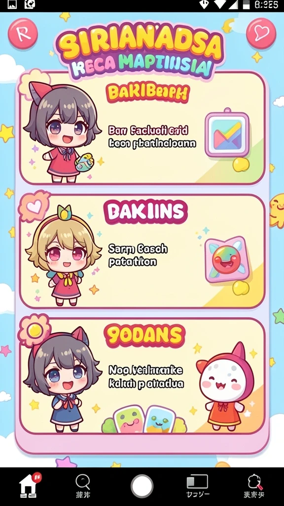 Screenshot menunjukkan berbagai pilihan permainan yang ada.